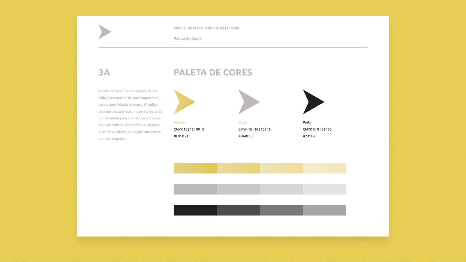 Manual de identidade visual da Circula apresentando a paleta de cores