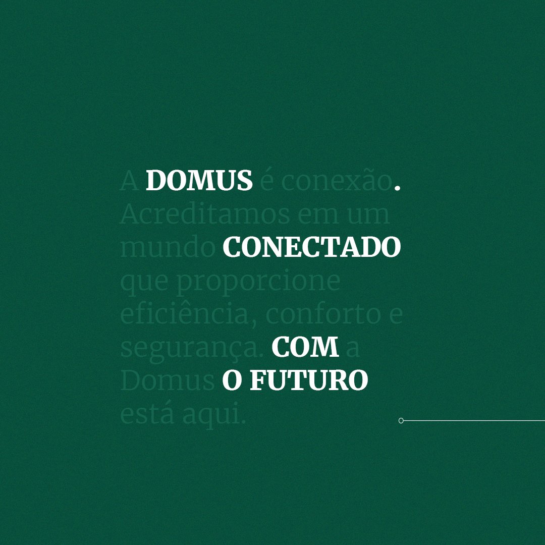 Composição tipográfica da marca Domus sobre fundo verde